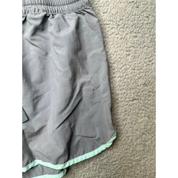 Columbia running Shorts Sz large gray/aqua trim one pocket - Picture 2 of 8